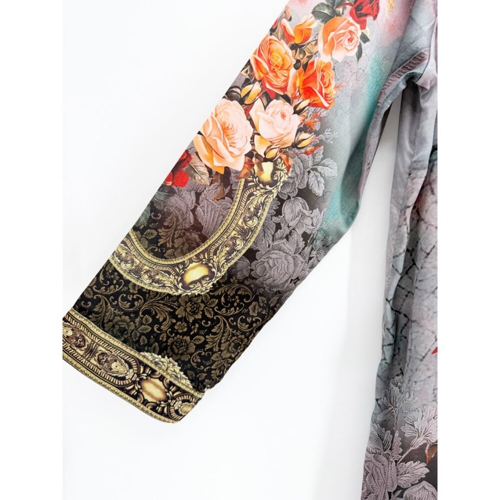 Soft Surroundings Tunic Dress M Embellished Floral Boho Luxe Tassel beaded boho - Picture 5 of 13